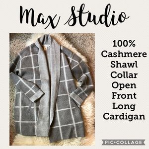 Max Studio 100% Cashmere Shawl Collar Cardigan